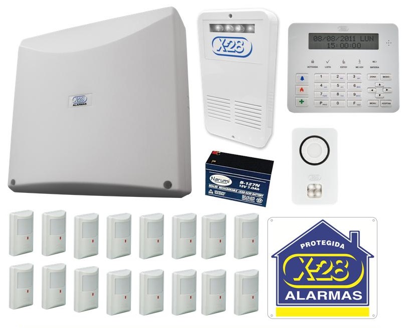 Kit Alarma Casa X28 Cableada Luz Emergencia
