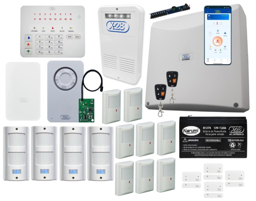 16 zonas 4 magneticos 8 sensores de interior 4 sensores de exterior Inalambrico con 4G o WIFI