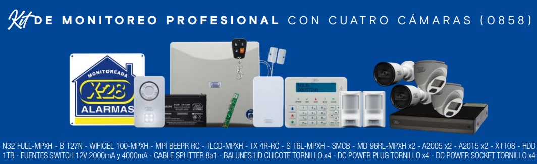 Kit Monitoreo profesional con 4 cámaras (Cuota mensual $76.100.-)