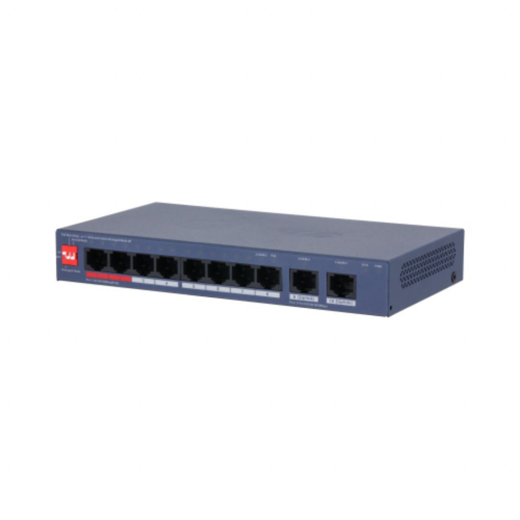Switch Dahua 8 P 10/100 PoE (max 110W) + 2 P 10/100/1000 Uplink. Layer 2. Administrable x Cloud (web + APP) Metalico. 2 Puertod Hi-POE. Switch Dahua 8 P 10/100 PoE (max 110W) + 2 P 10/100/1000 Uplink. Layer 2. Administrable x Cloud (web + APP) Metalico. 2 Puertod Hi-POE.