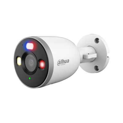 Cámara Bullet Wi-Fi 3MP (Wireless Series). LUZ POLICIAL DISUASIVA (AZUL Y ROJO)  / IA: Detección de humanos y vehículos para reducir falsas alarmas.