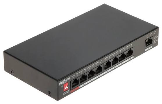 Switch PoE 8 puertos 10/100mbps + 1 Uplink 10/100/1000mbps - Watchdog Total 96W - DAHUA Switch PoE 8 puertos 10/100mbps + 1 Uplink 10/100/1000mbps - Watchdog Total 96W - DAHUA