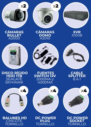Instalación Pack Cuatro Cámaras Sistema Integral de Videovigilancia (Cuota mensual adicional $28.690.-)