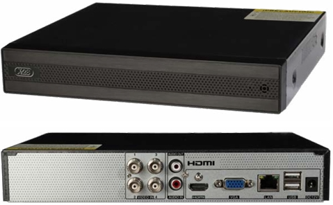 Grabadora de video con 4 entradas para cámaras analógicas (AHD, TVI, CVI y CVBS) y canales IP adicionales. Grabadora de video con 4 entradas para cámaras analógicas (AHD, TVI, CVI y CVBS) y canales IP adicionales.