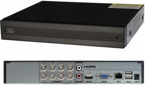 Grabadora de video con 8 entradas para cámaras analógicas (AHD, TVI, CVI y CVBS) y canales IP adicionales. Grabadora de video con 8 entradas para cámaras analógicas (AHD, TVI, CVI y CVBS) y canales IP adicionales.